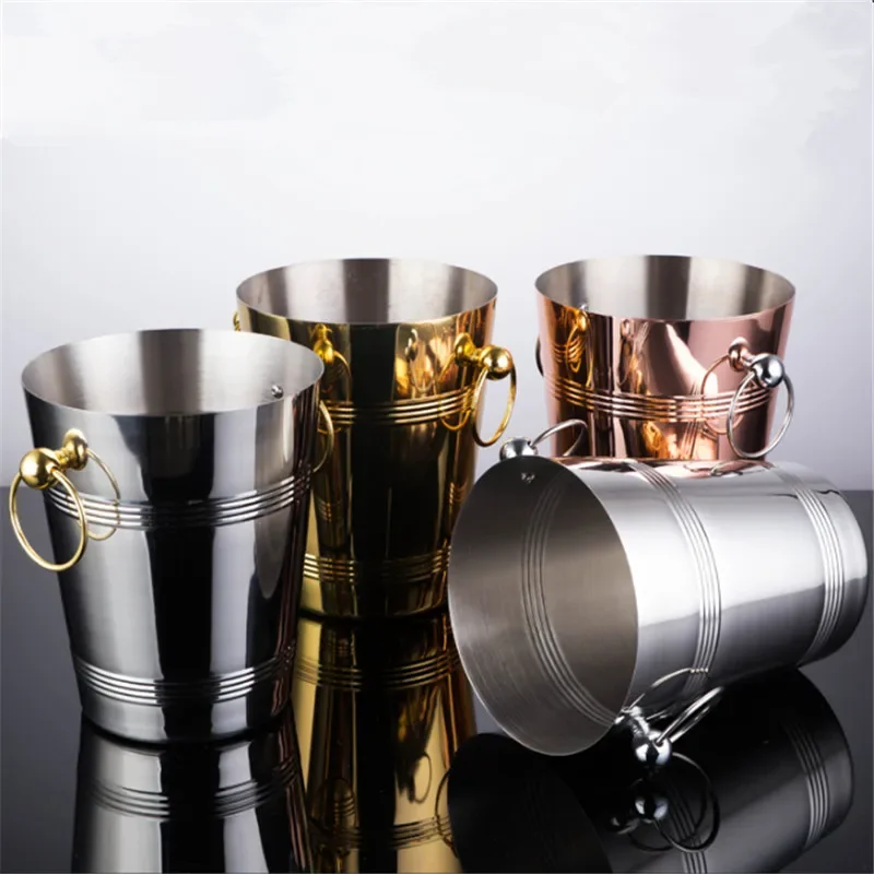 Stainless Steel wine ice Bucket Chiller golden Wine Bottle Cooler Champagne Beer Chiller Ice Barrel Silver Gold whiskey rack