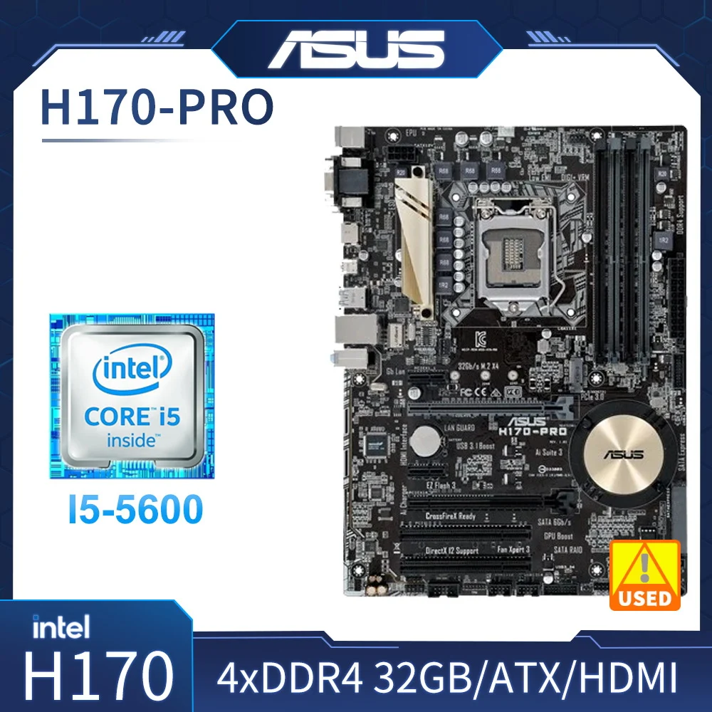 ASUS H170-PRO Motherboard + i5-6500 cpu kit Intel H170 LGA 1151 4