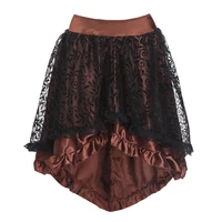 Plus Size Brown/Black Women's Victorian Asymmetrical Gothic Steampunk Corset Skirt With Back Zip 1