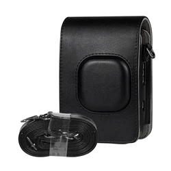 Compact PU Leather Instant Camera Bag with Shoulder Strap (Black)