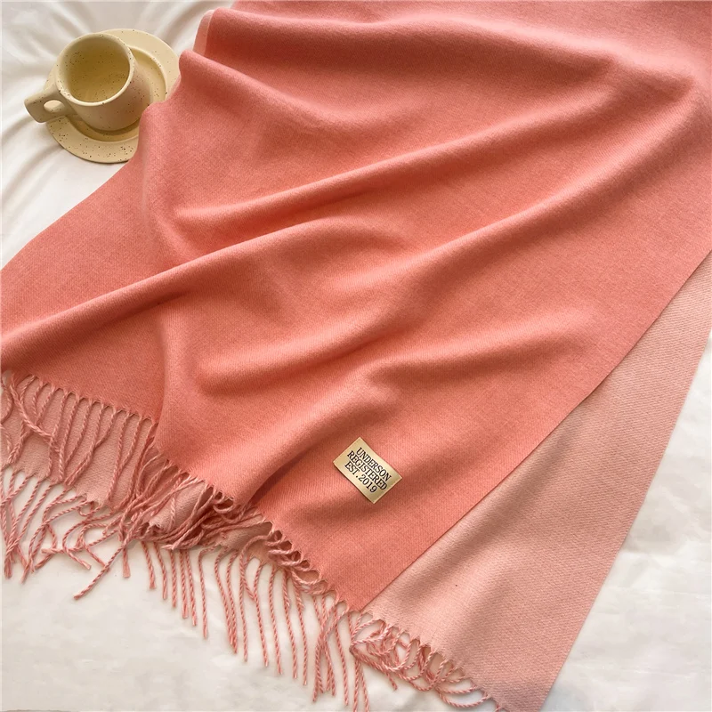2022 Semplice Cashmere Inverno Caldo Sciarpa Moda Solido Doppio Lato Diverso Pashmina Coperta Bufanda con Tessel Viaggio_voghion.com