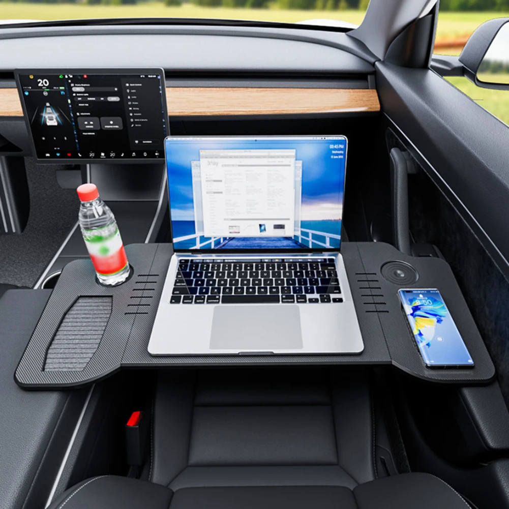 Foldable Car Tray Table For Laptop Anti-slip Eating Table Compatible Model Y / Model 3 Multipurpose Travel Tray Vehicle