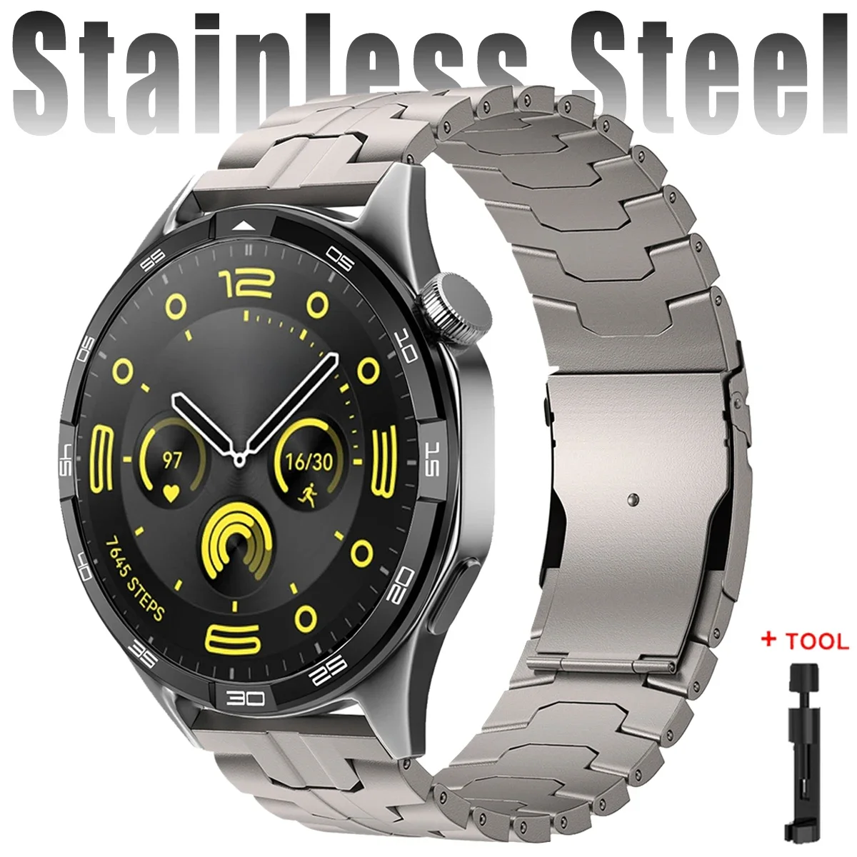 Luxury Titanium Watchband Bracelet, 22mm Strap