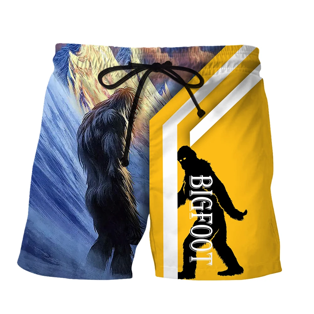SONSPEE Cool Snow Mountain Ape Gorilla 3D Print Men's Shorts Summer Street Hip Hop Casual Short Pants Thin Elastic Beach Shorts