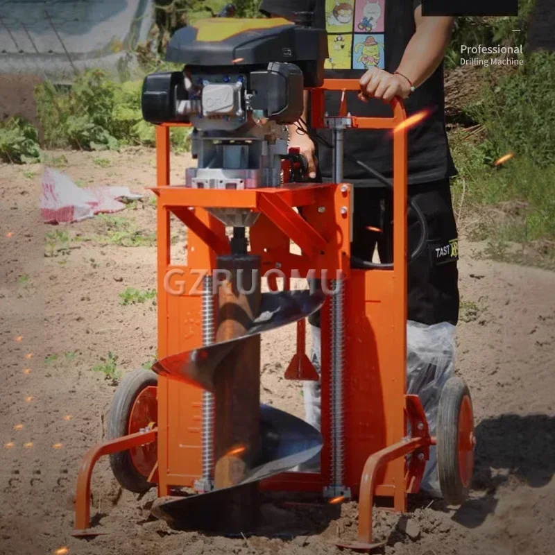 7.3KW Ground Drilling Digging Machine Tree Planting Digger 4Stroke Gasoline Punching Machine 225CC Pedal Type Drill Pile Driver