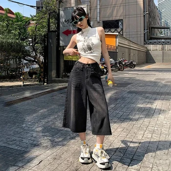 شورت جينز نسائي واسع بخصر عالٍ — صورة 4