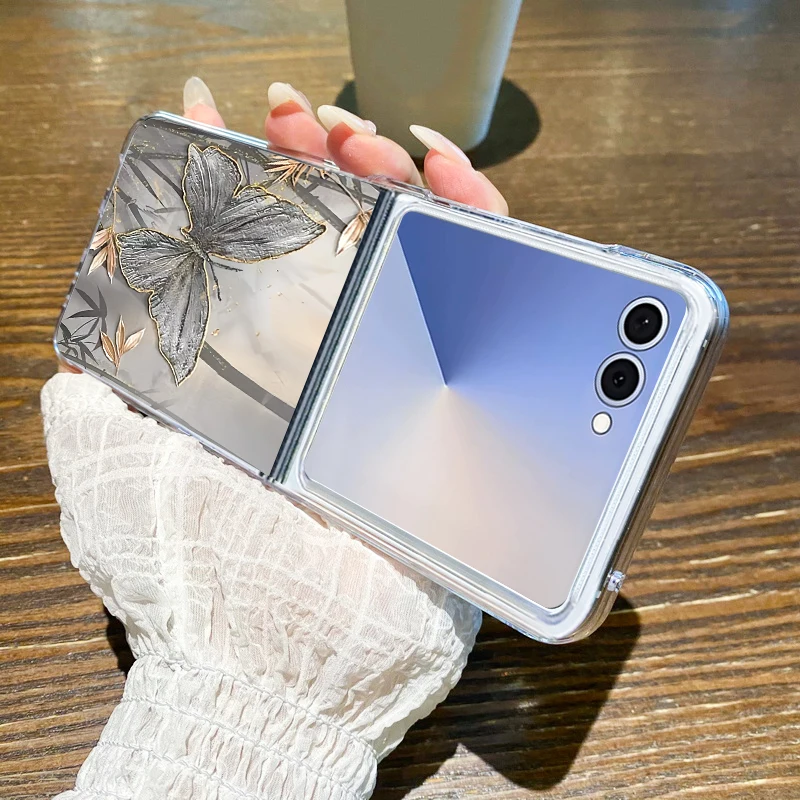 Pink Rose Flowers Clear Folding Hard Cover Phone Case