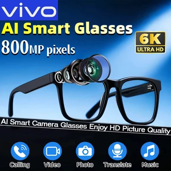 VIVO 6K HD AI Smart Glasses Photochromic Multifunction Bluetooth Calling Voice Assistant Music Player Translate Camera 2026 HOT