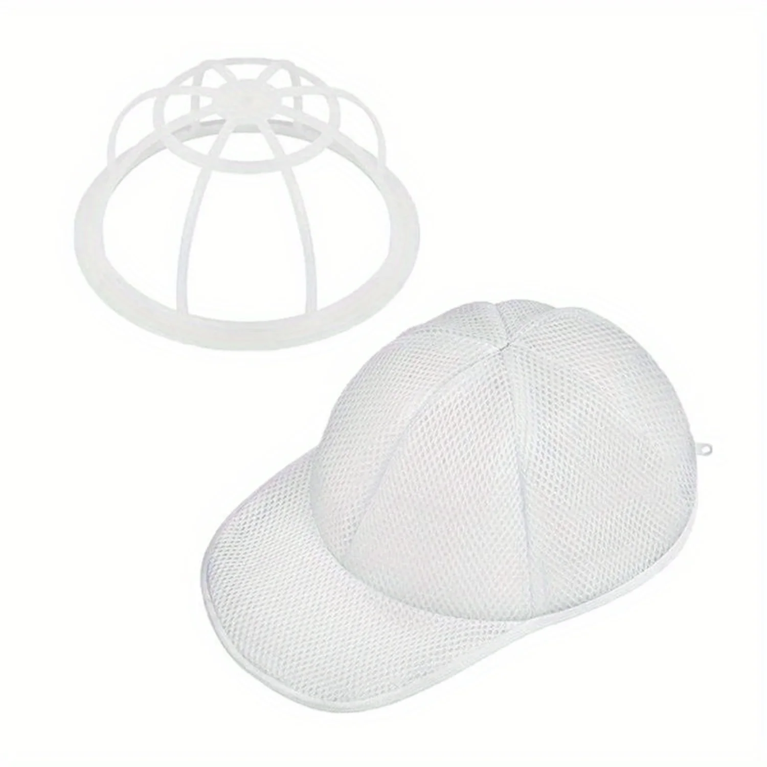 2-Piece Baseball Cap Washer Set-Best Hat Cleaner with Protective Mesh, Anti-Wrinkle Design, Durable Plastic, Ideal for Laundry