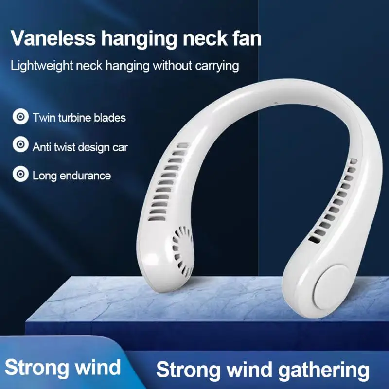 

Portable Hanging Neck Fan USB Rechargeable Silent Sports Neckband Fan 3 Gears 2000mAh Cooling Without Blades Ventilator