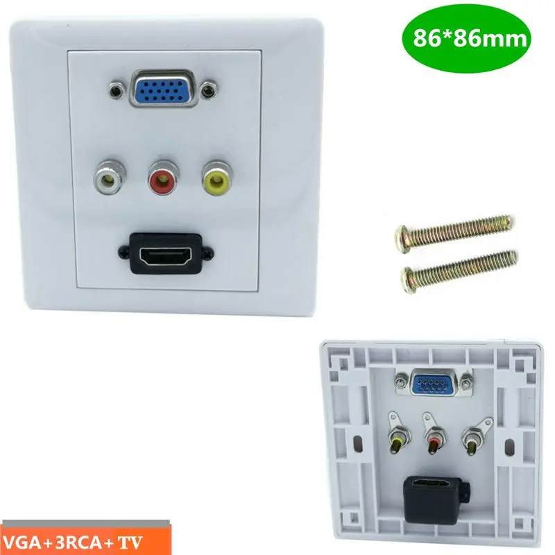 

86 Type 4K High-Definition Cable HDMI Compatible Socket+VGA Panel+Audio And Video 3rca Wall Plug Multimedia Panel