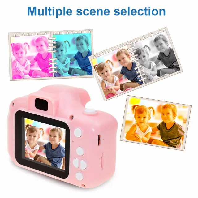 Minicámara de fotos para niño y niña, videocámara de juguete con pantalla HD de 2 pulgadas, grabadora de vídeo digital de dibujos animados, regalo 2