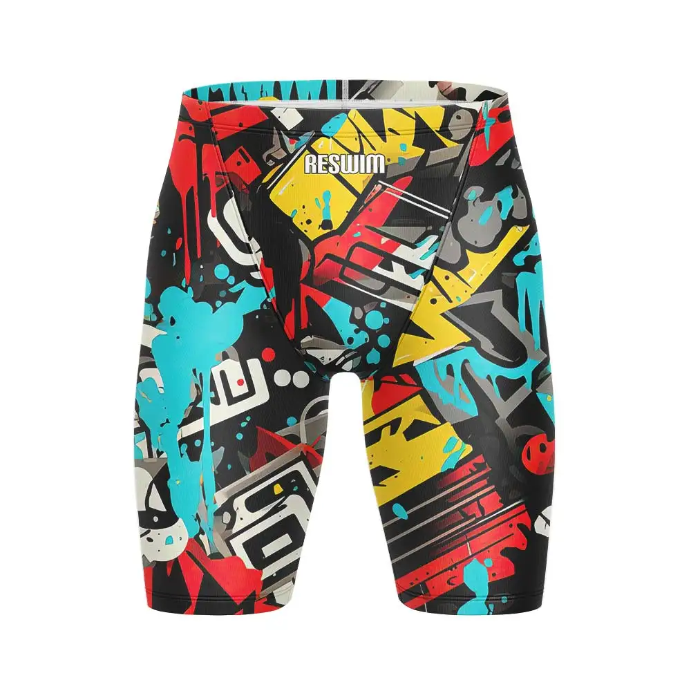 New Men's Jammer Athletic Training Swimsuit Short Swimming Trunks Bathing Suit Beach Tights Shorts Quick Dry Lycra Surfing Pants