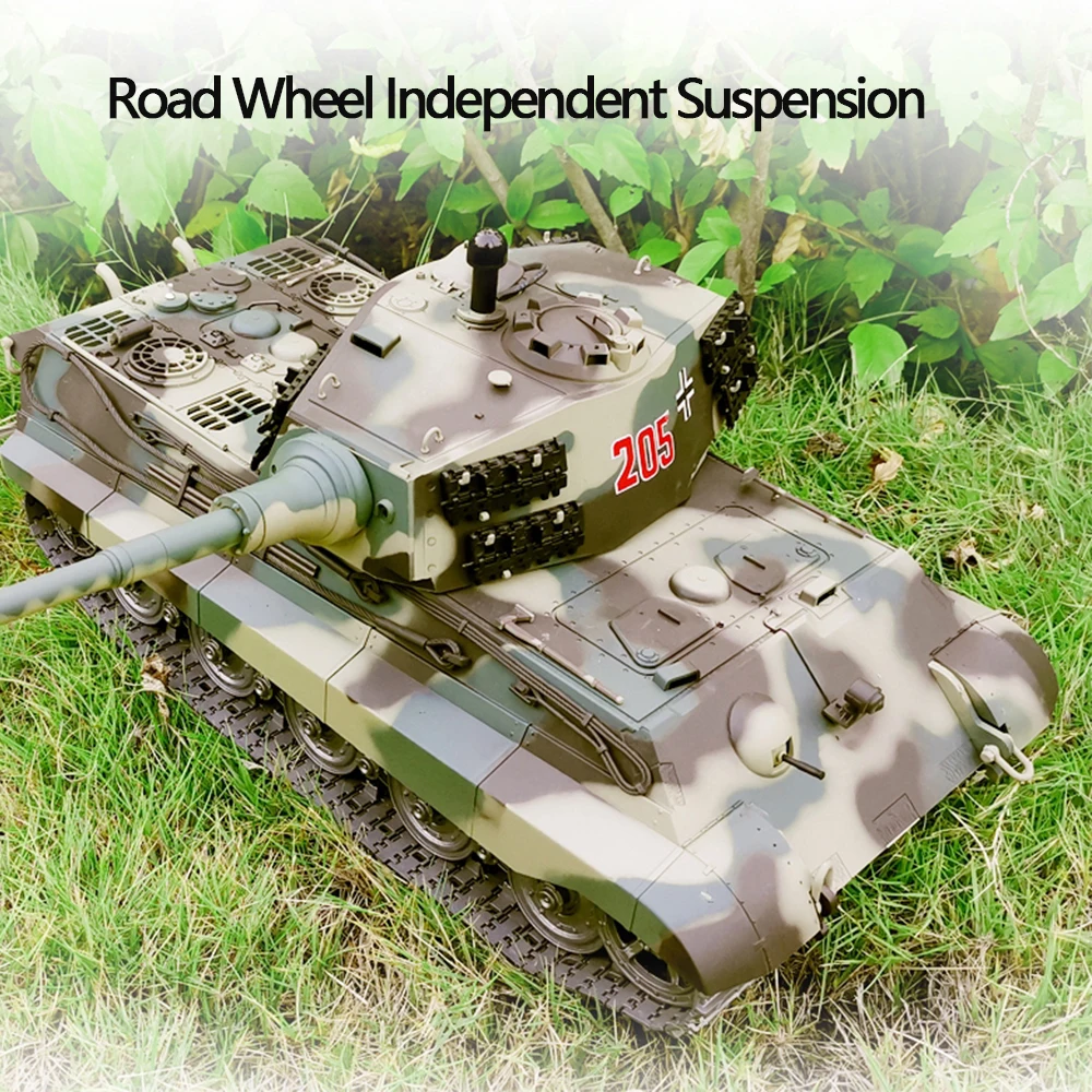 Remote Control Tank Heng Long 1/16 7.0 German henter King Tiger 3888A Turret Barrel Recoil BB Shoots Smoke Effect