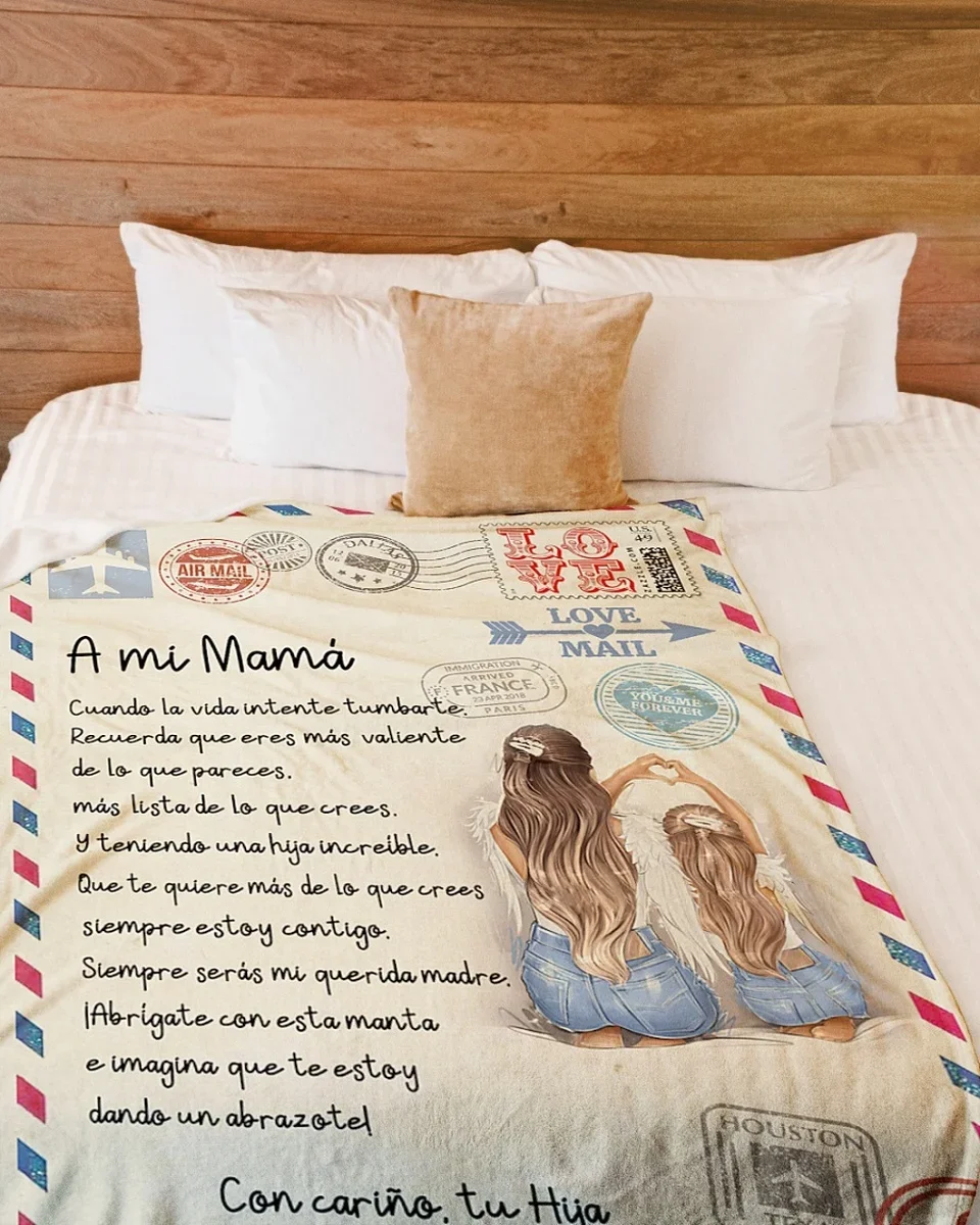 POR AVION CARTA A MI MAMA CON CARIÑO TU HIJA| Comfortable high-quality fleece Sherpa woven blanket 3