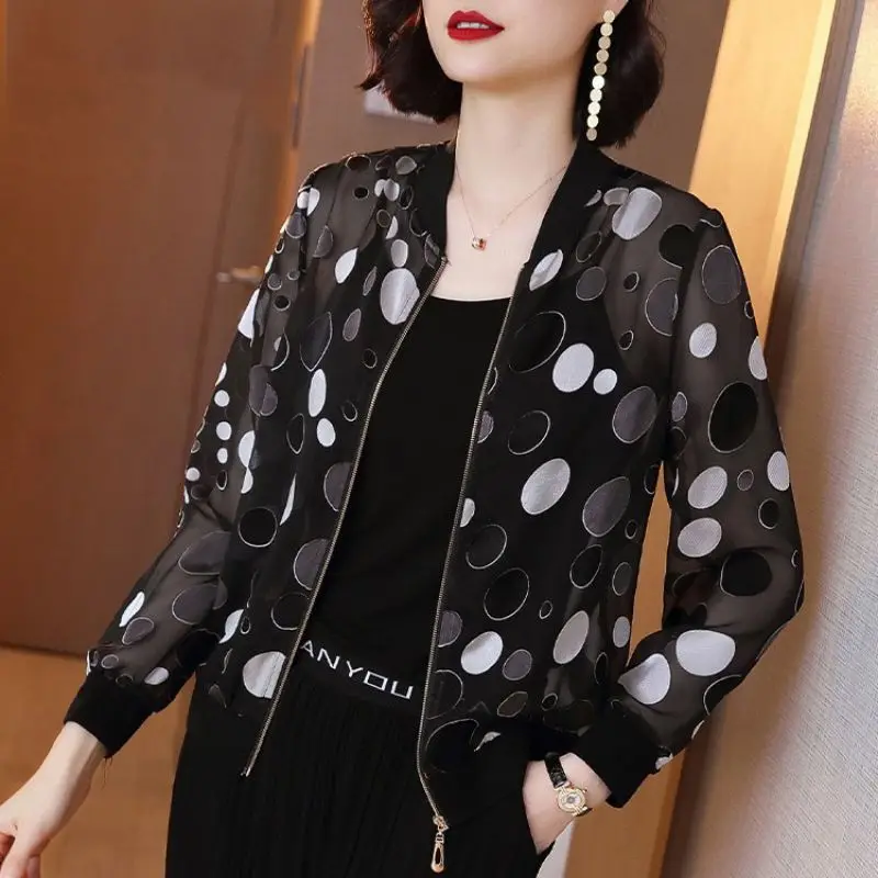 

Fashion O-Neck Zipper Spliced All-match Printed Shirt Women's Clothing 2023 Autumn New Casual Tops Long Sleeve Korean Blouse