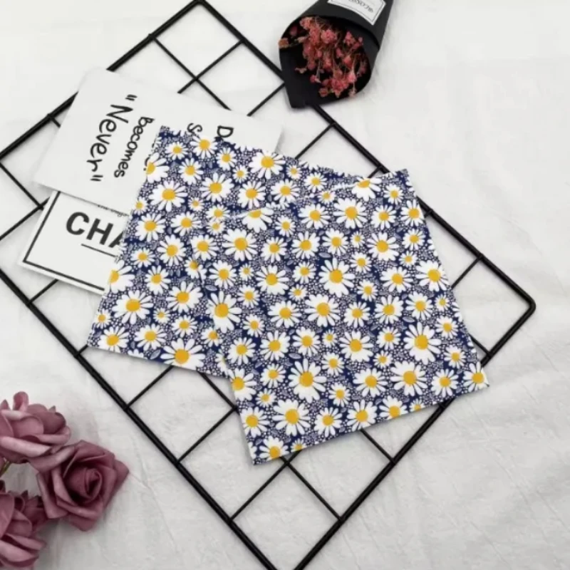 Paper Napkins 20pcs/Pac Chrysanthemum Daisy Printed Floral Party Disposable Wine Glass Flower Placemat