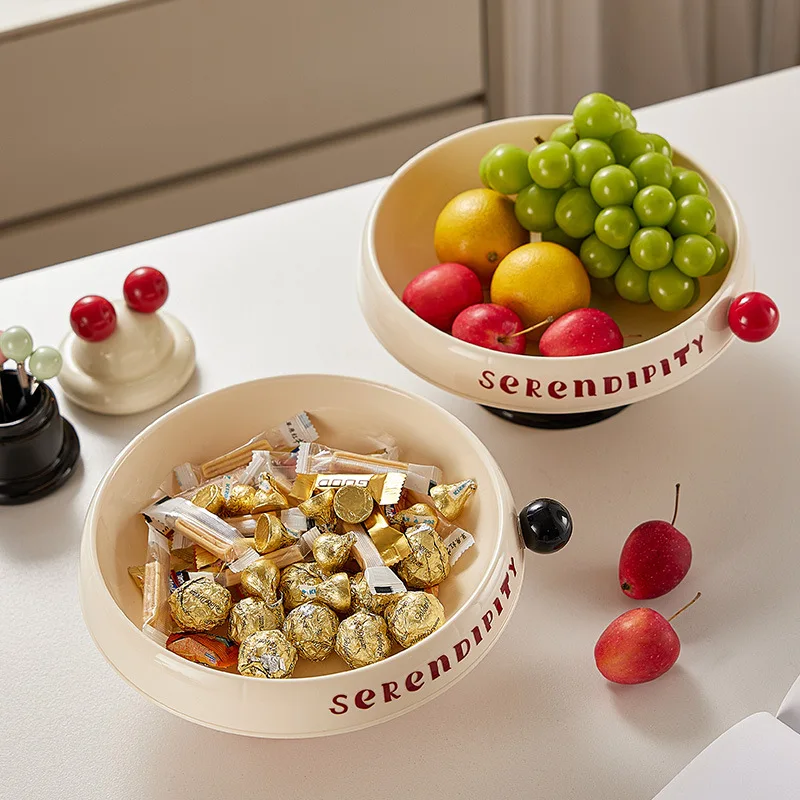 Household High Footed Fruit Tray plastic Snack Placement Tray fruit Basin with Lid high Appearance Multifunctional Storage Shelf