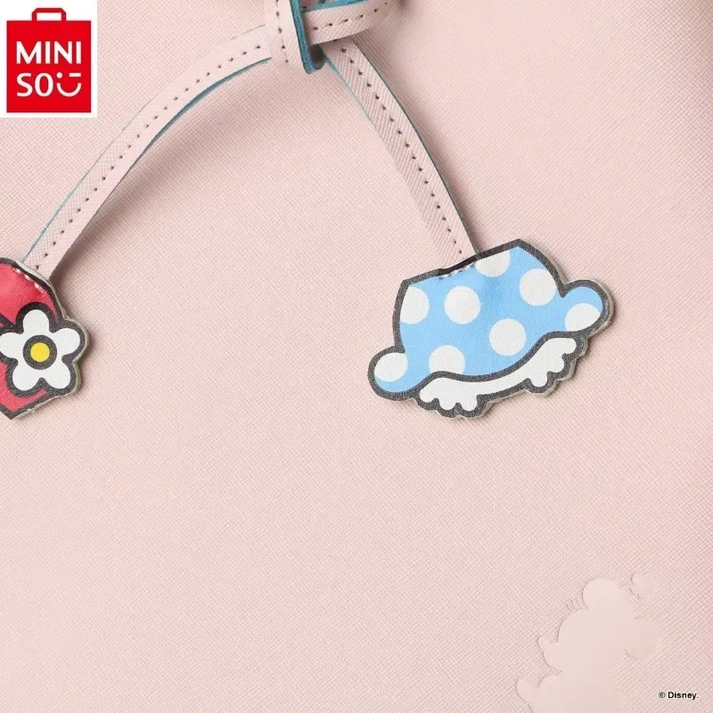 MINISO Disney Mickey Donald Duck Classic Drawstring Shoulder Bag Women's High Quality Sweet Versatile Storage Tote Bag