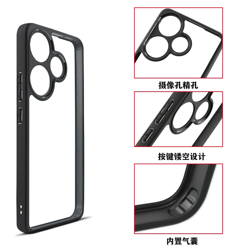 Sleek Black Edge Transparent Shockproof TPU Protective Phone Cover