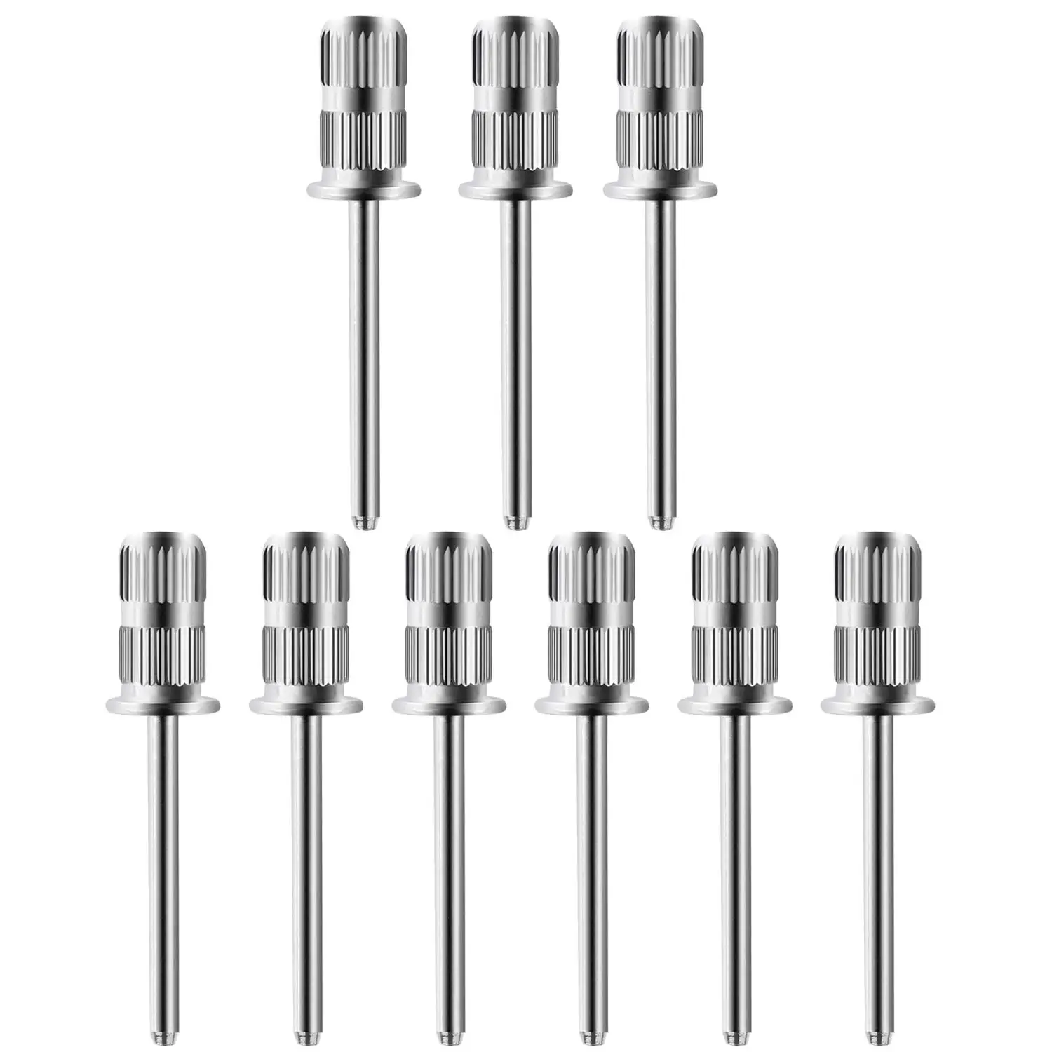 

9pcs/set Nail Drill Bits Replacement Head To Nails Silver 3/32" Stand Shank Mandrel Bits for Sanding Bands Nail File Accessories