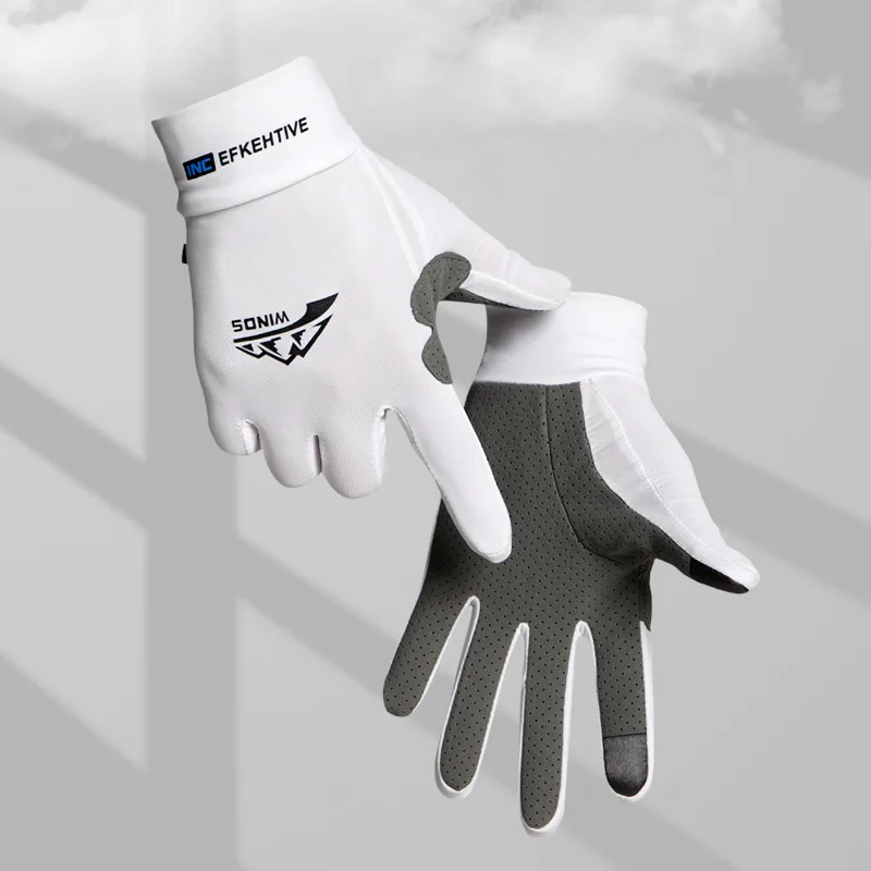 Men's Ice Silk Gloves winter Thin Outdoor Riding Anti Slip Sunscreen Full Finger Fishing Gloves Kayak Rowing