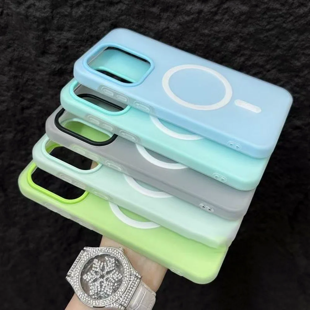 Luxury Candy 2-in-1 Matte Magnetic Magsafe-Compatible Wireless Charging Clear Soft Cover Case