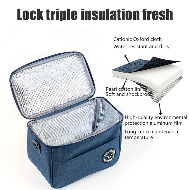 Lunch Bag Cooler Bag Portable Food Thermal Box Durable Waterproof Office With Shoulder Strap Organizer Insulated Case