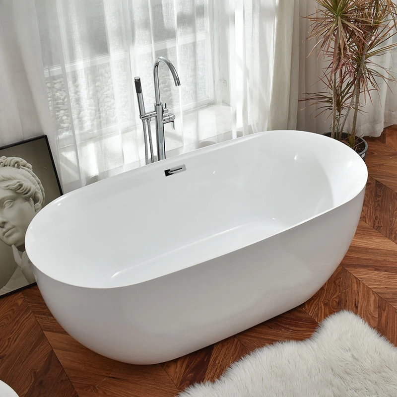 Acrylic household small apartment bathtub constant temperature thin edge bathtub independent movable seamless integrated princes