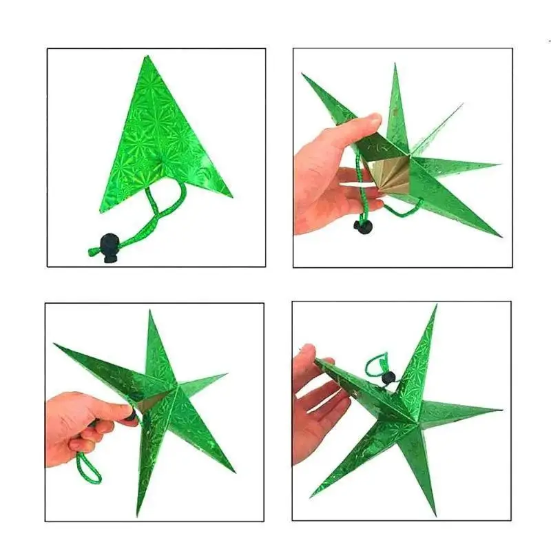 New Christmas Paper Five-star Home Decore Pendant Christmas Star Decoration Three-dimensional Laser Five-pointed Star