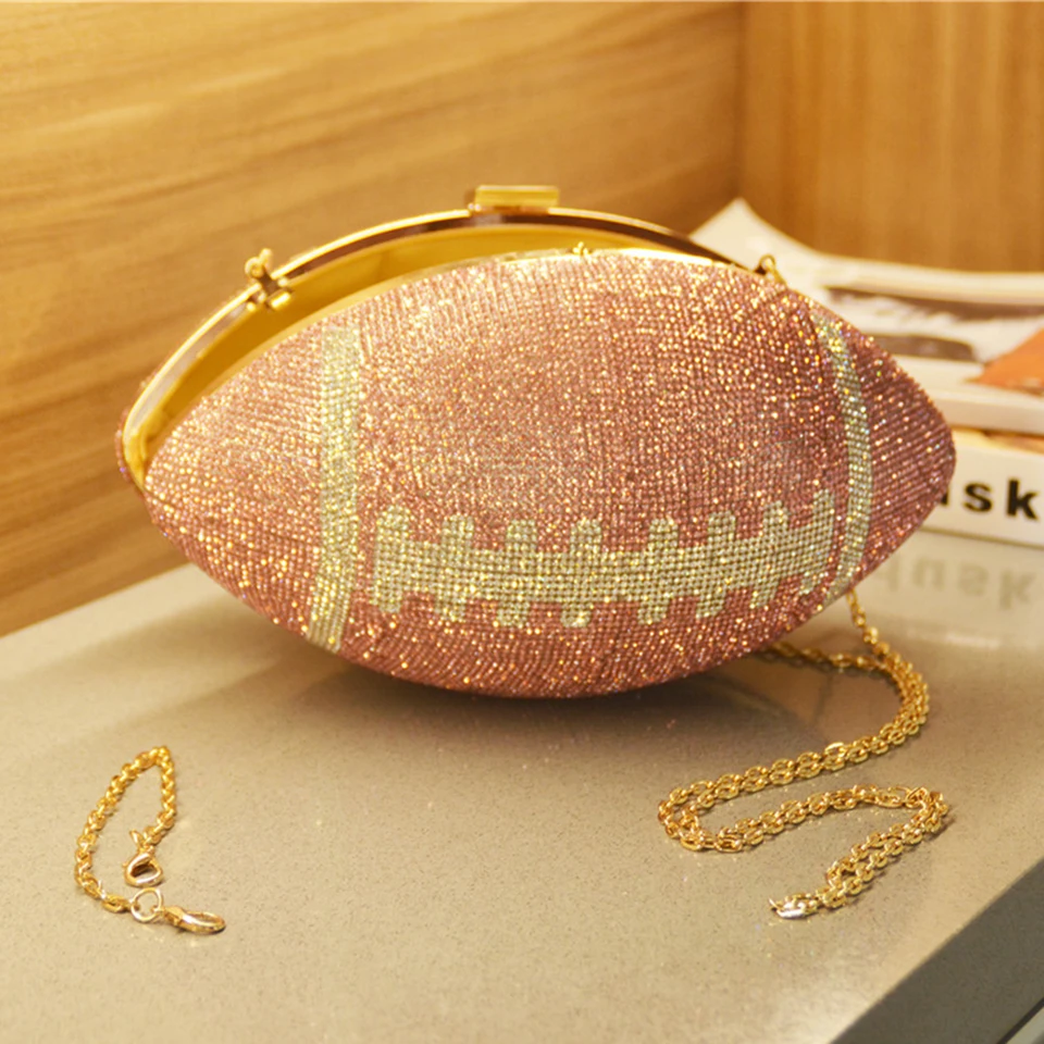 Stylish Rhinestone Football Shape Evening Bag