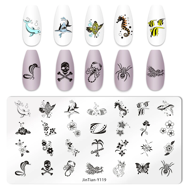 Cartoon Animals Nail Art Stamping Plates Snake Dogs Butterfly Bow Leaves Image Printing Stencils Nail Stamp Templates Nail Tool 3