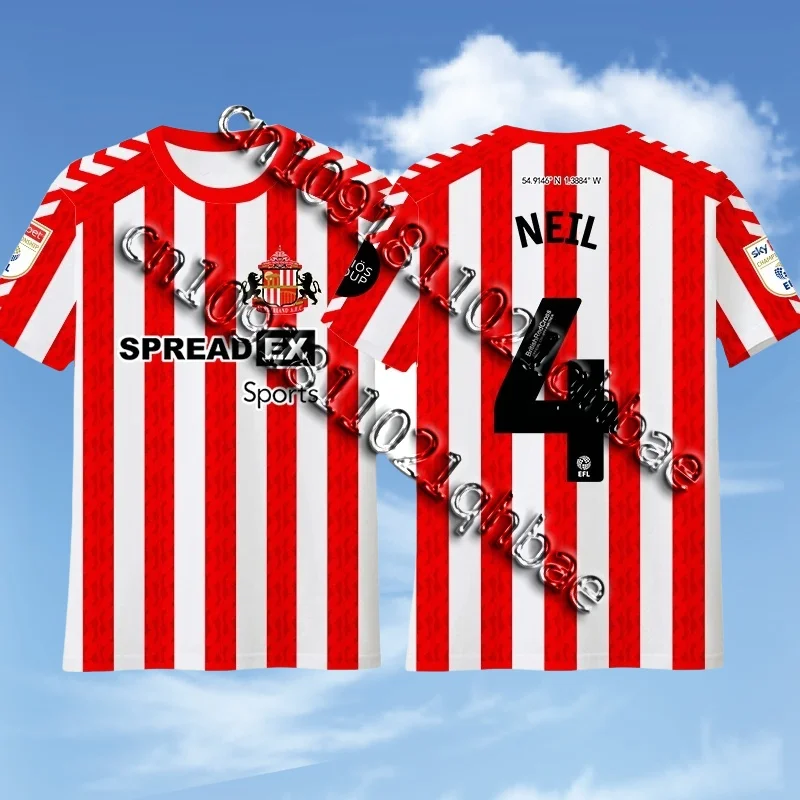 T Shirt 3d Printed Football Short Sleeved Tops Men Women Children Sunderland