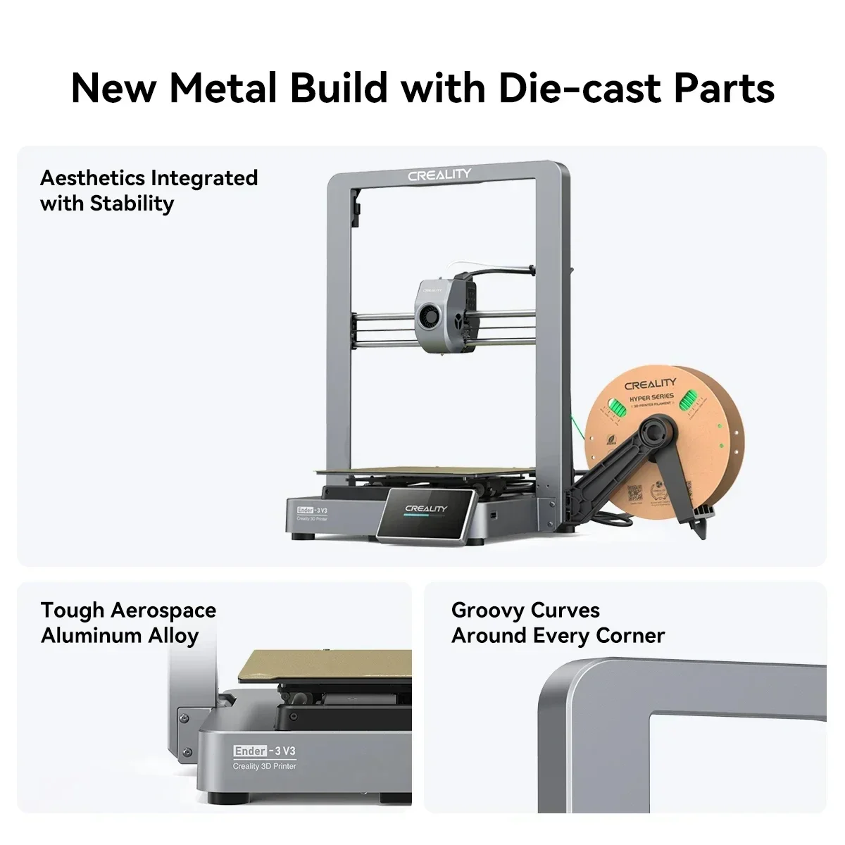 Creality New Ender 3 V3 3D Printer Stable Metal Build with Die-cast Parts Swift CoreXZ Motion System Integrated Tri-metal Nozzle