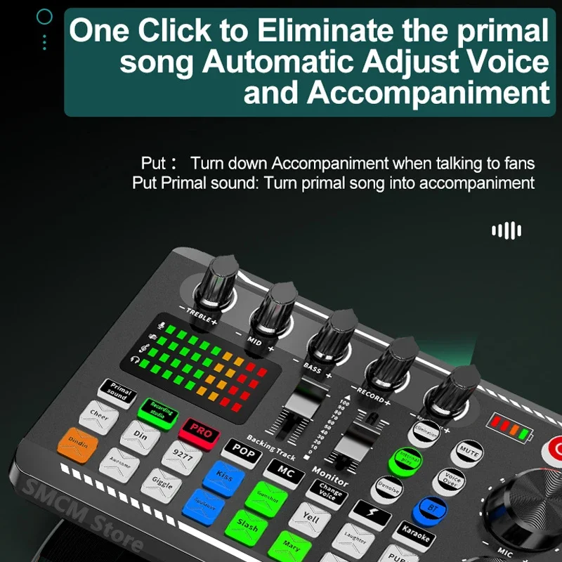 F998 Kit De Mixage De Microphone De Carte Son De Réglage Multifonctionnel Mélangeur D'enregistrement Aud-io Amplificateur De Console De Mixage Aud-io For Téléphone PC - Incroyablement Polyvalent(With