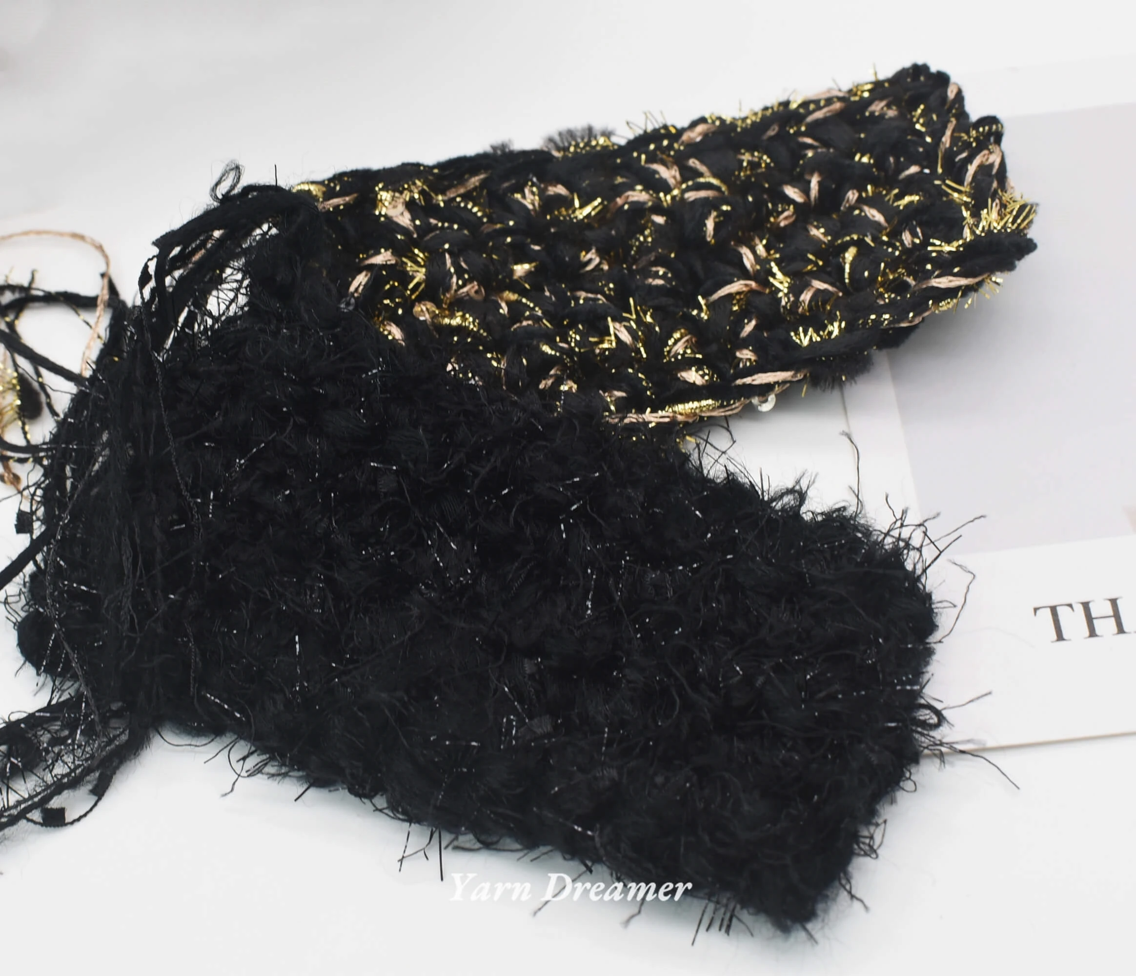 Black Yarn 100g Gold Yarns for Knitting and crochet Blended Glitter Yarn for Crochet thread Sequin Yarn Art 4
