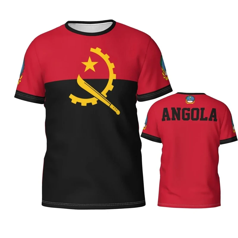 Angola Summer Men's T-Shirt Angolan National 3D Print T-Shirt O-Neck Oversized Tops Sports Fitness Short-sleeved Tee Shirts_voghion.com