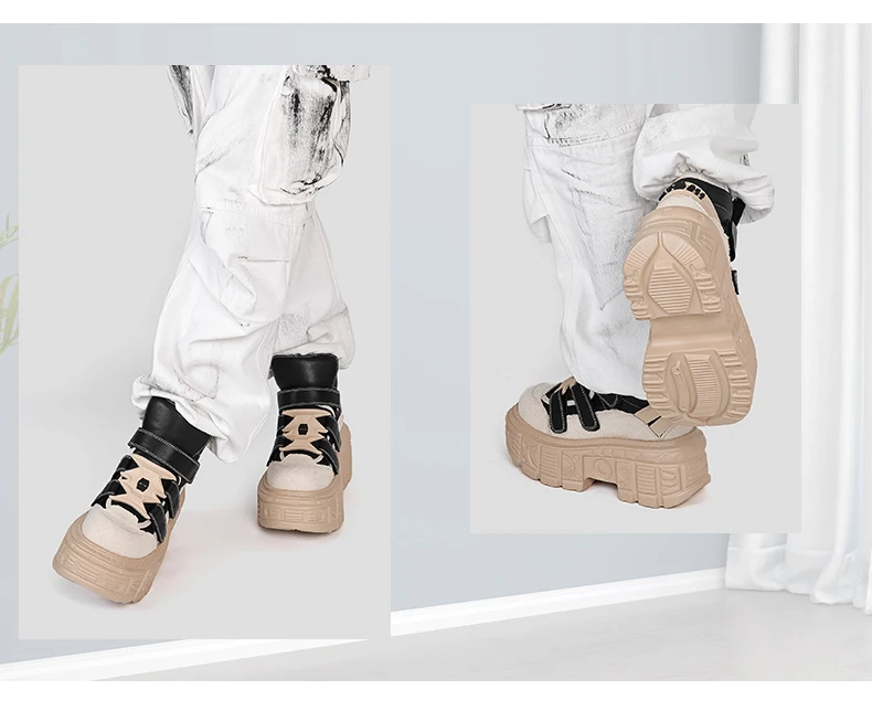Gothic Ankle Rock Boots 2026 New Punk Style Women Shoes Lace-up Heel Height 6CM Platform Shoes Woman Metal Decor Woman Sneakers