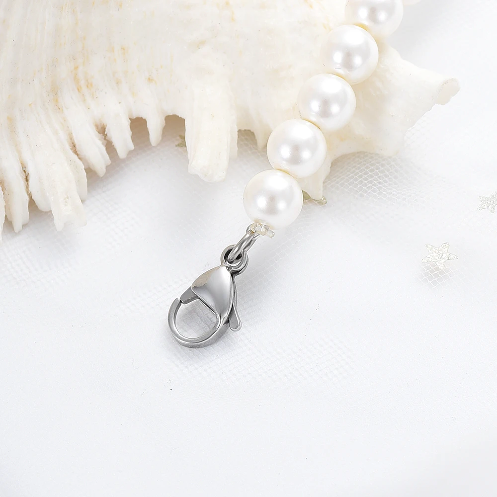 Women's Pearl Bracelet Cremation Jewelry Urns Bracelets For Human Ashes Stainless Steel Memorial Bangle Keepsake