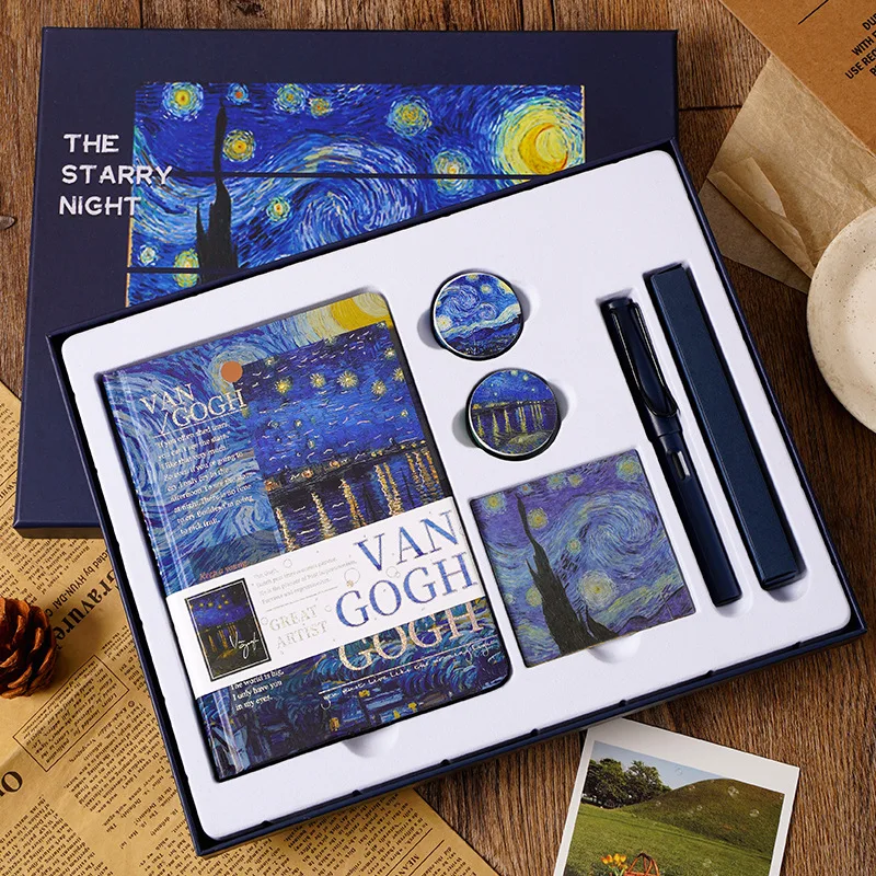 

Pen Ink Set Notebook Vintage Washi Tapes Bookmark Sticker Fountain Stationery Set Suit Sketchbook Diary Agenda 2023/24 NoteBooks