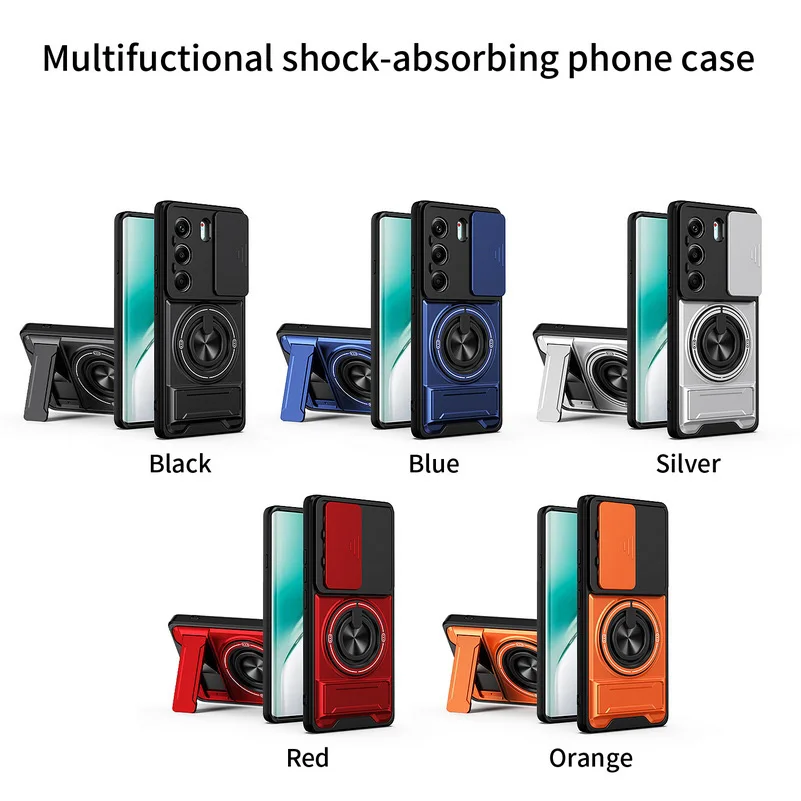 Enhanced 2-in-1 Ring Grip Magnetic Car Holder Case with Lens Protection