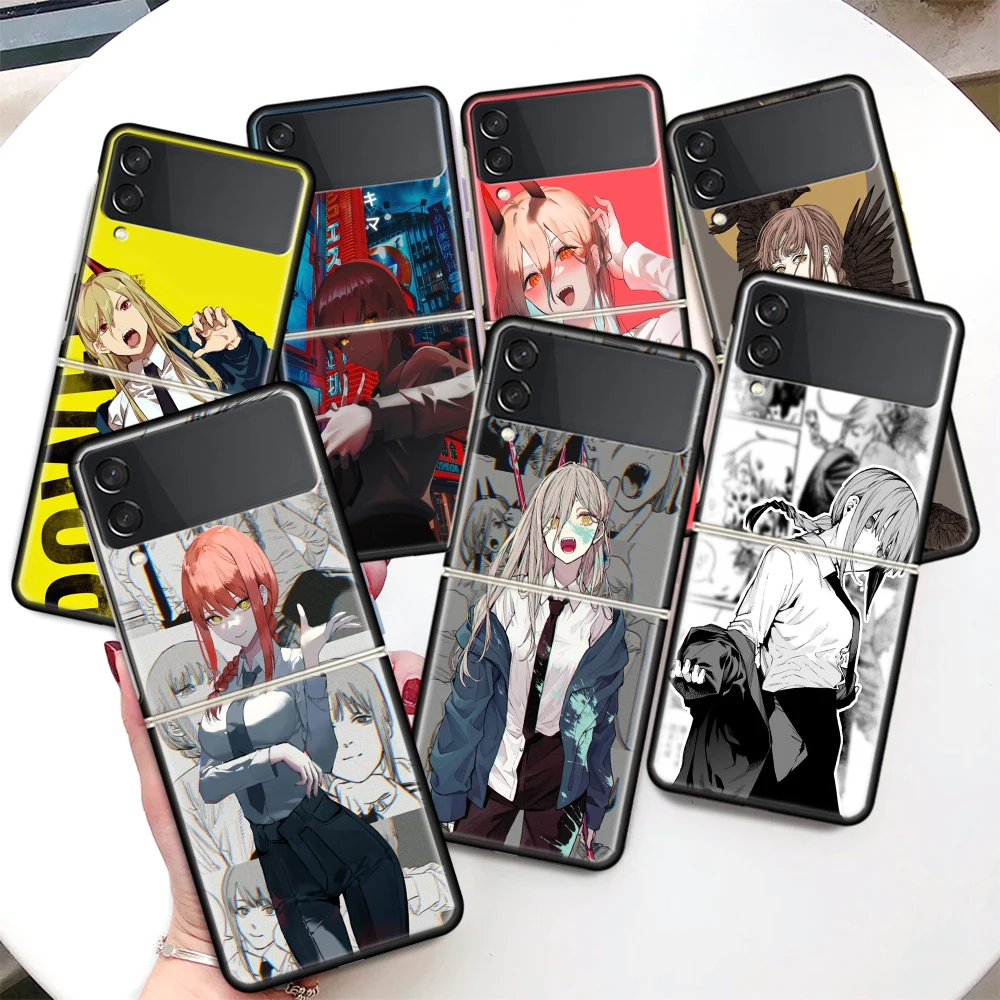 Chainsaw Man Makima Power Coque Phone Case For Samsung Galaxy Z Flip 4 3 5g Black Hard Cover