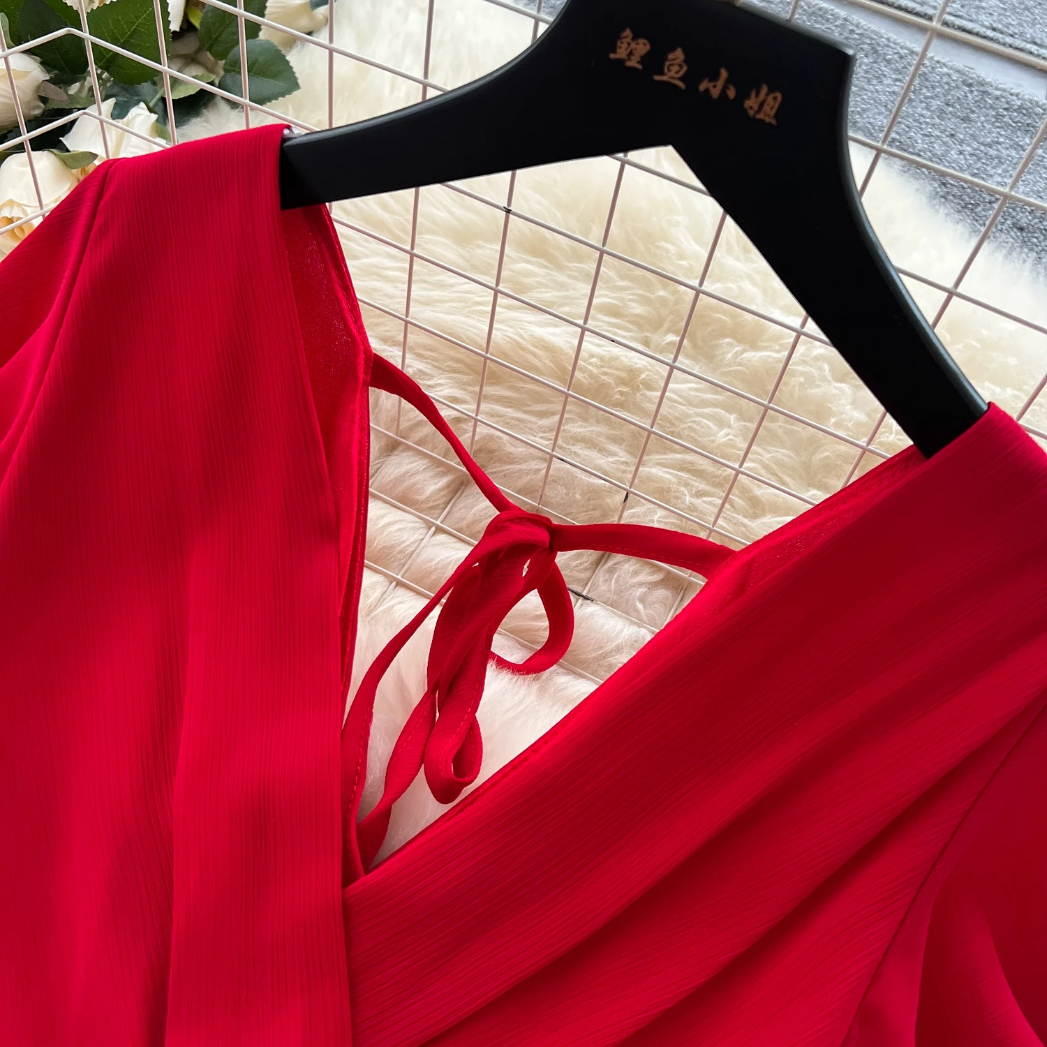 Elegant Criss-Cross chiffon short sleeve Vintage Chic Slim Ball Gown Dresses French Evening High Street Clothing