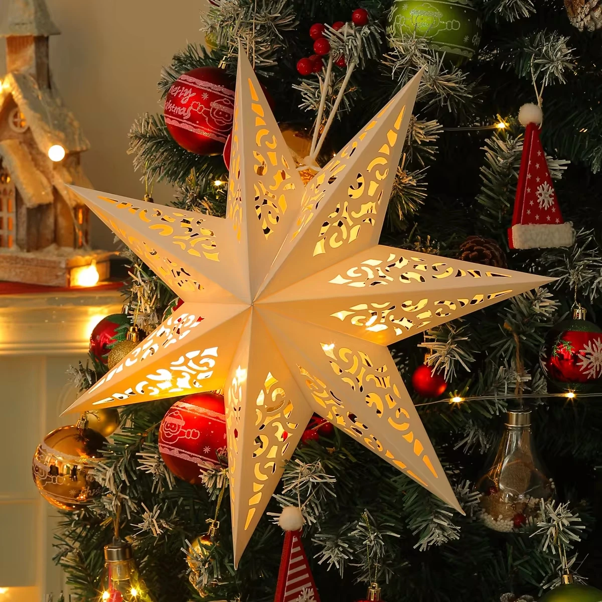Hollow Star Hanging Pendants Christmas Decoration for Home Navidad Natal Noel Gifts Christmas Ornaments New Year