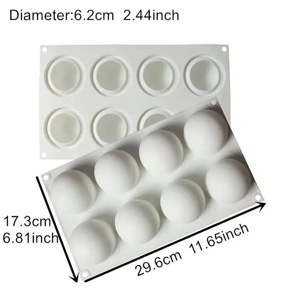 1Pcs 8/10 Cavity 3D Sphere Silicone Mold Ball Shape White Pastry Tool DIY Cake Decorating Use Kitchen Bakeware Accessories