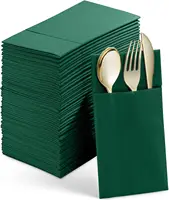 50PCS Disposable Linen-Feel Dinner Napkins with Built-in Flatware Pocket ,Prefolded Cloth Like Paper Napkins For Wedding Party 1