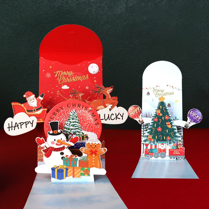 Christmas Red Envelope New Year Xmas Tree Snowman 3D Exquisite Red Packets Party Gift Bag Navidad Decoration