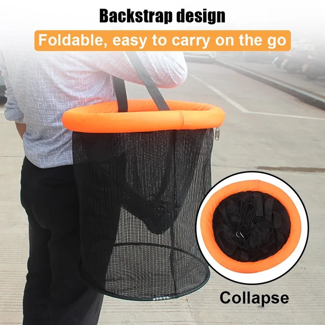 Fishing Basket Net Bag Collapsible Floating Fishing Net Portable Nylon Mesh Fish Shrimp Basket Landing Bucket Bait Net Storage 3