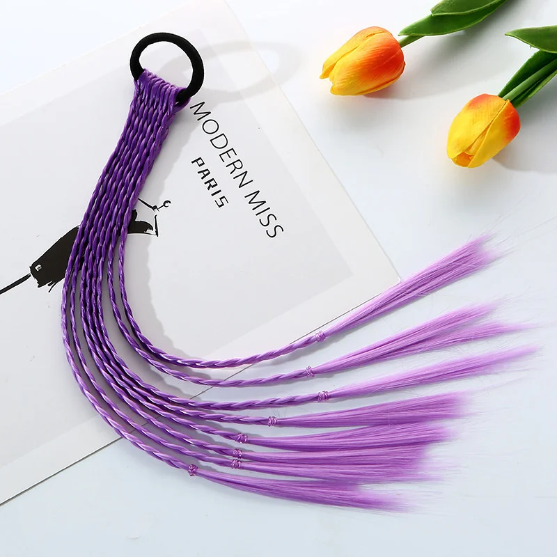 1 PCS Neue Mädchen Bunte Perücken Pferdeschwanz Kinder Haar Zubehör Kopf Band Haar Ornament Stirnbänder Gummibänder Schönheit Haar Bands – Detail 22