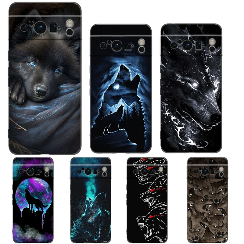 Custodia Per Telefono Moon Roaring Wolf Cover Per Google Pixel 8 7 6 7A 6A Pro 5G Silicone Antiurto Soft 8 Pro 5G Fundas Shell Capas Bags